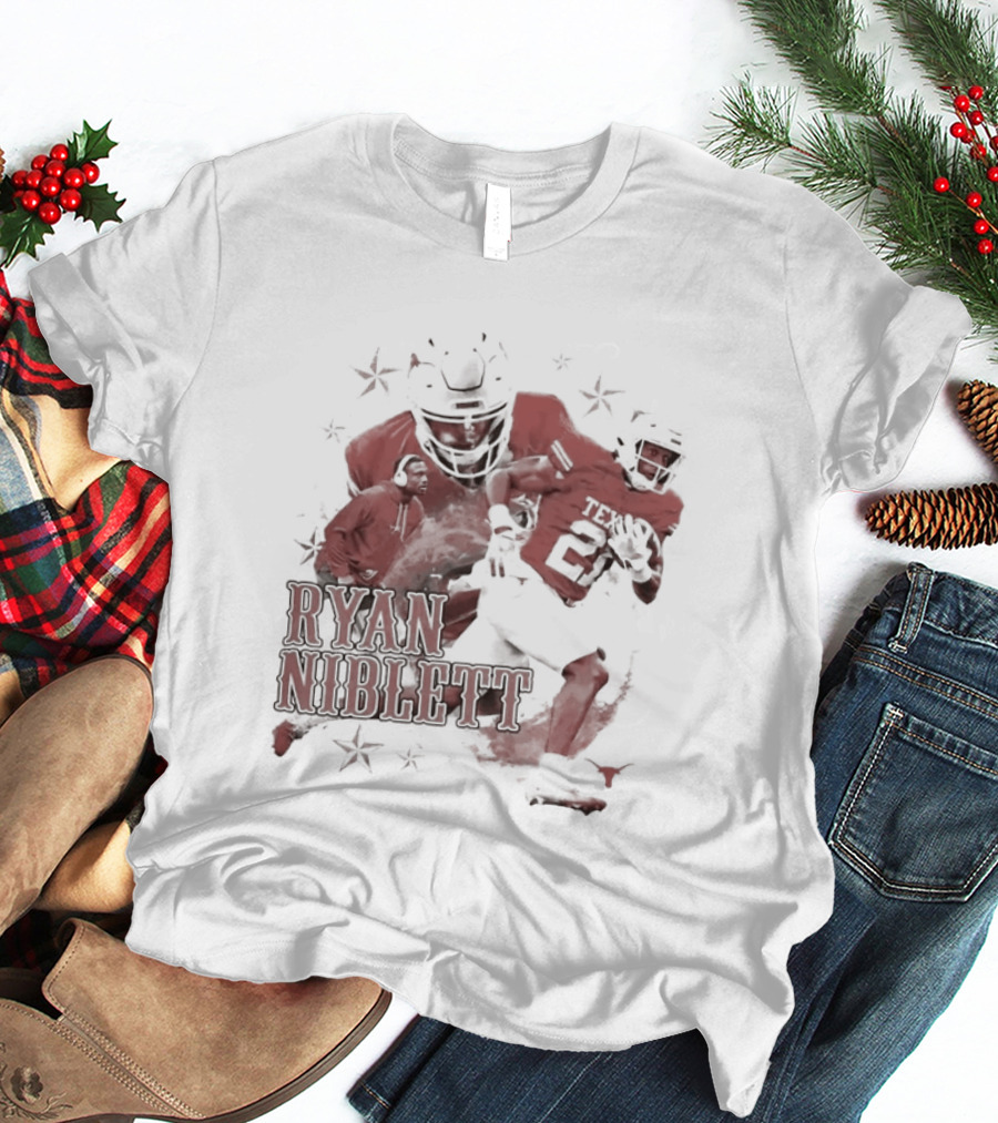 Texas Longhorns NCAA Football Ryan Niblett Collage Stars And Athlete Number T-Shirt