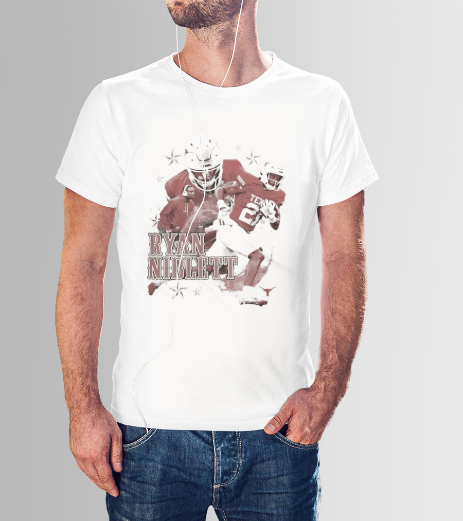 Texas Longhorns NCAA Football Ryan Niblett Collage Stars And Athlete Number T-Shirt