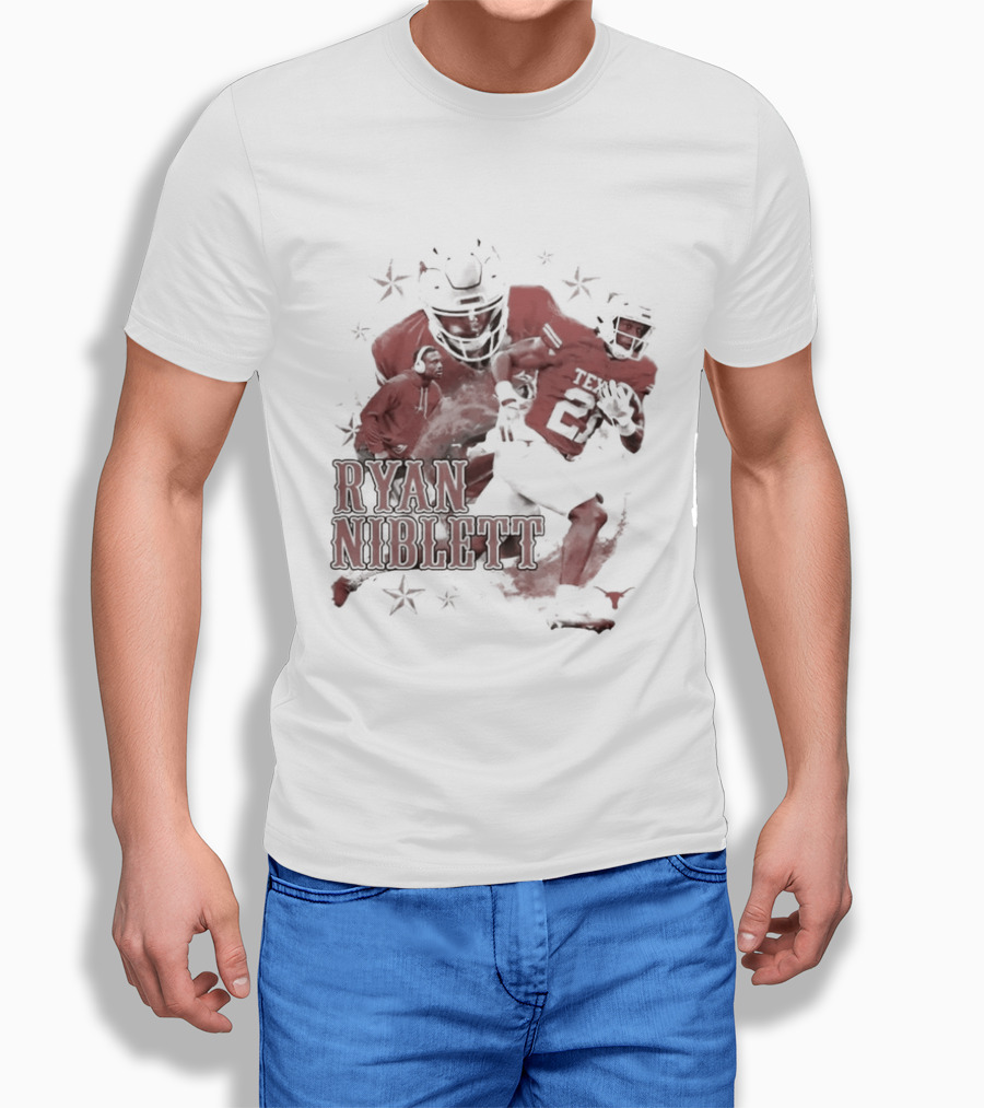 Texas Longhorns NCAA Football Ryan Niblett Collage Stars And Athlete Number T-Shirt