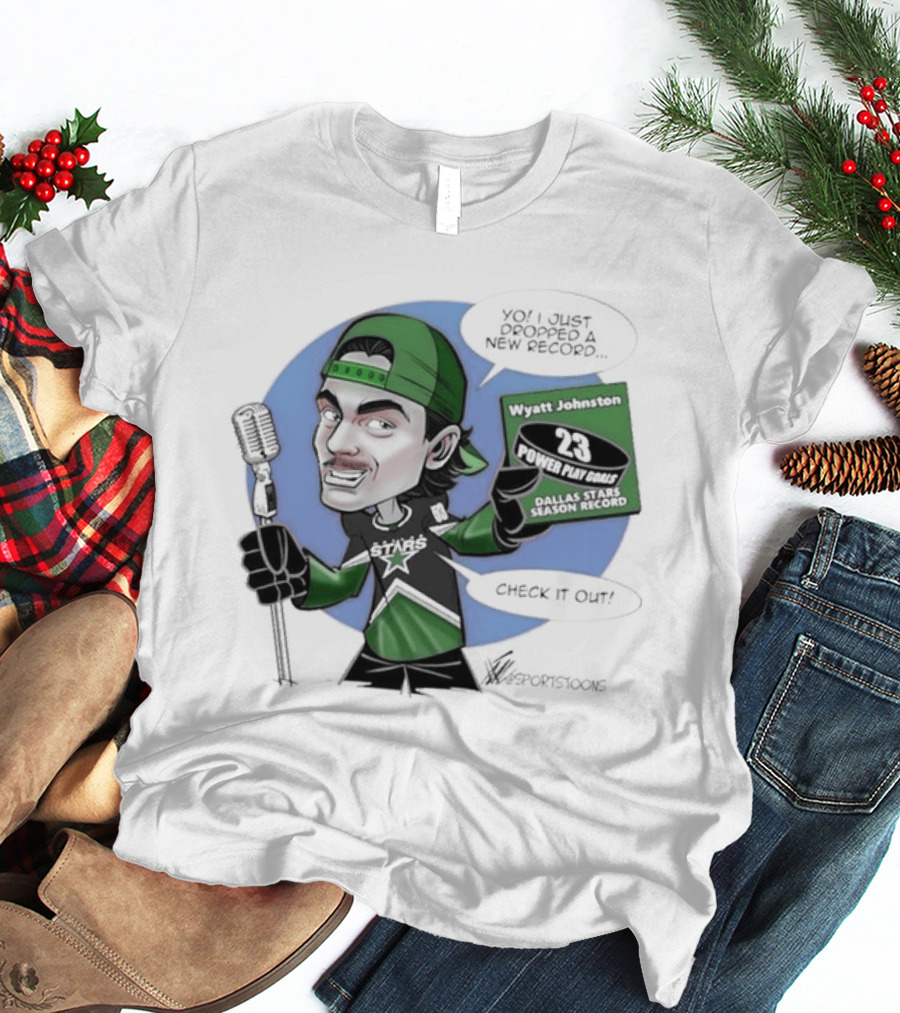 Wyatt Johnston Dallas Stars 23 Power Play Goals Celebration T-Shirt