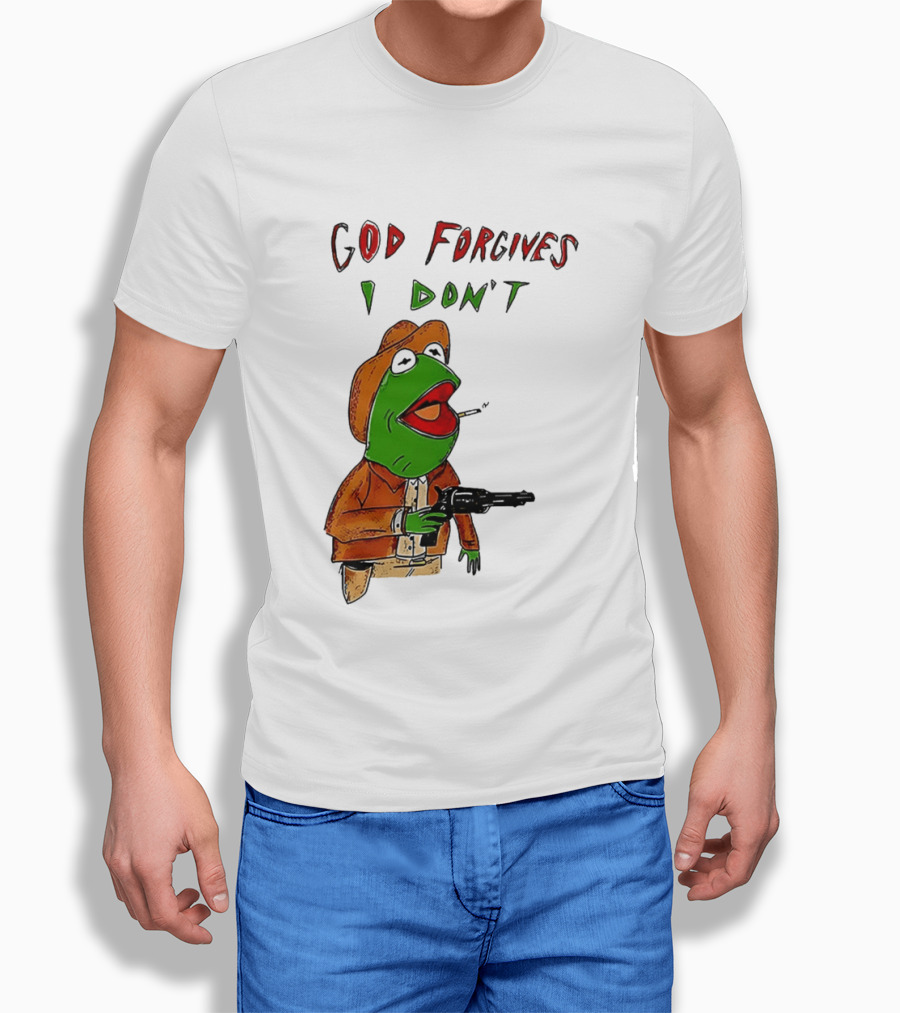Yeehaw Kermit God Forgives I Don't Cowboy Humor T-Shirt