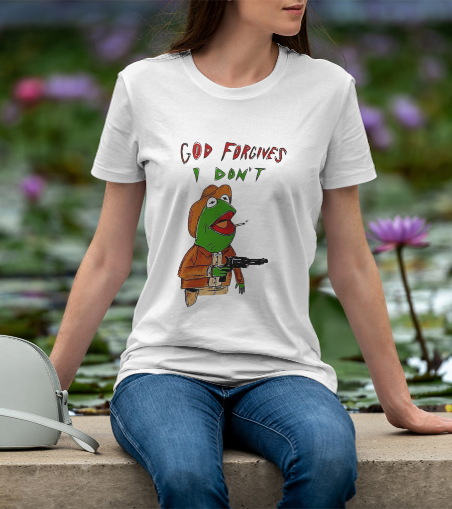 Yeehaw Kermit God Forgives I Don't Cowboy Humor T-Shirt