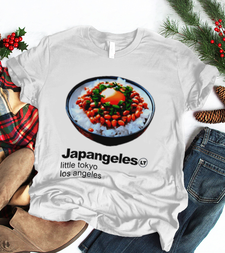 Japangeles Little Tokyo Los Angeles Natto Gohan Bowl With Egg And Scallions T-Shirt