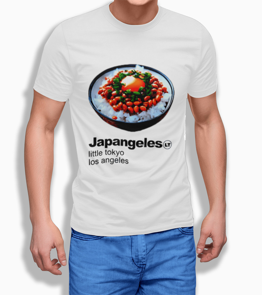 Japangeles Little Tokyo Los Angeles Natto Gohan Bowl With Egg And Scallions T-Shirt