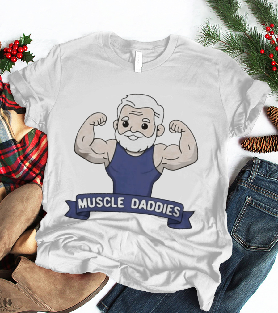 Muscle Daddies Muscular Cartoon Old Man Flexing T-Shirt