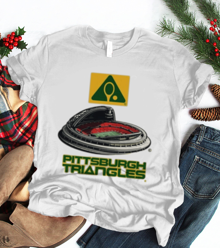 Pittsburgh Triangles Tennis Stadium With Tennis Racket T-Shirt