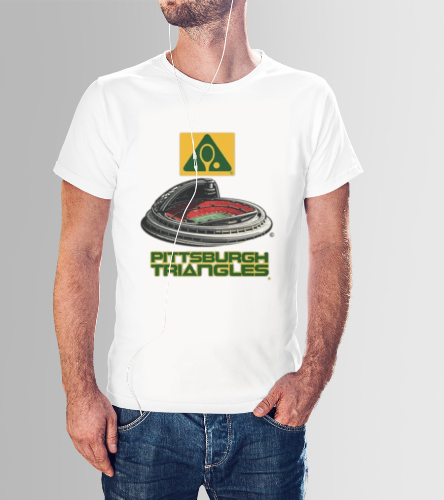 Pittsburgh Triangles Tennis Stadium With Tennis Racket T-Shirt