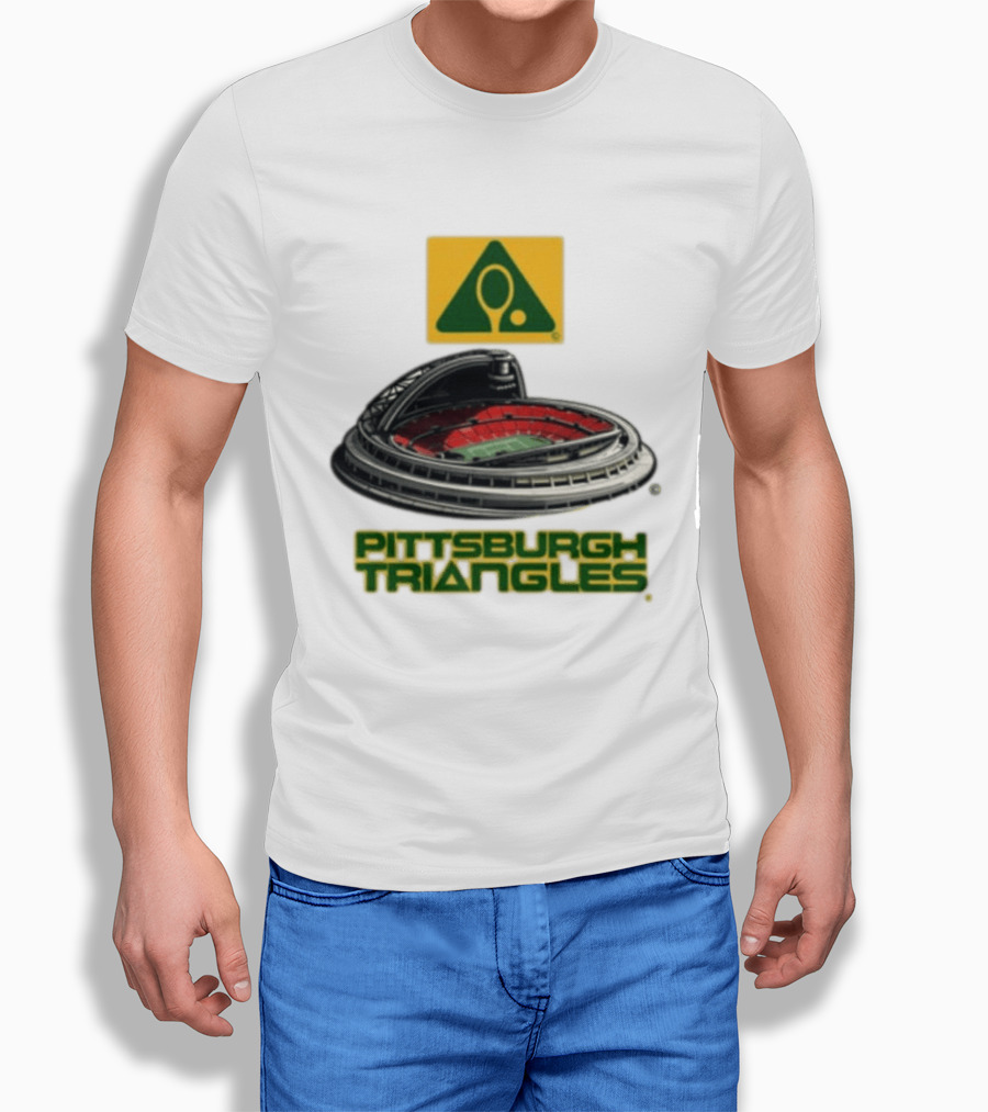 Pittsburgh Triangles Tennis Stadium With Tennis Racket T-Shirt