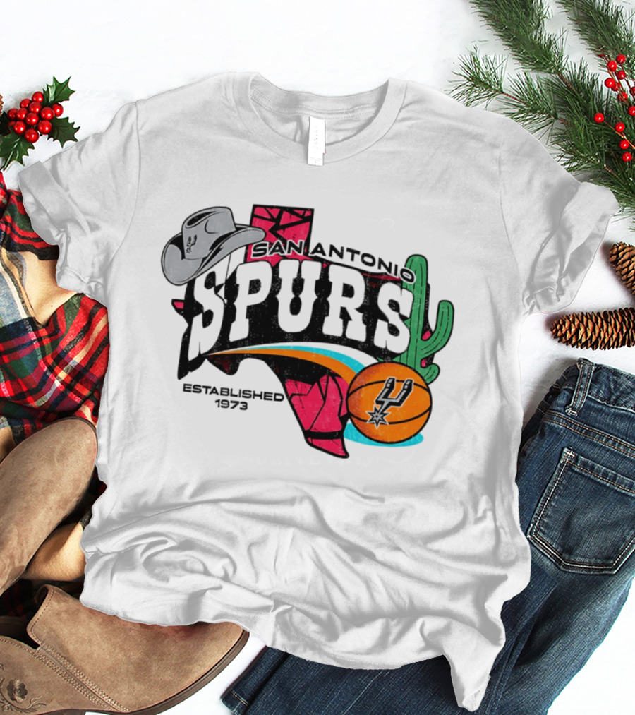 San Antonio Spurs 1973 Cactus Texas Basketball Cowboy Hat T-Shirt