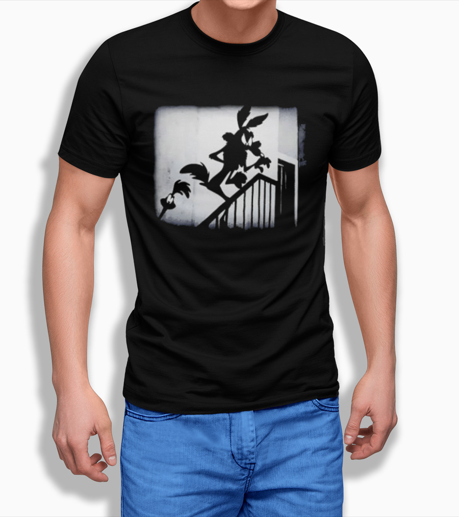 Wilesferatu Wile E. Coyote Road Runner Looney Tunes Silhouette Stairs T-Shirt