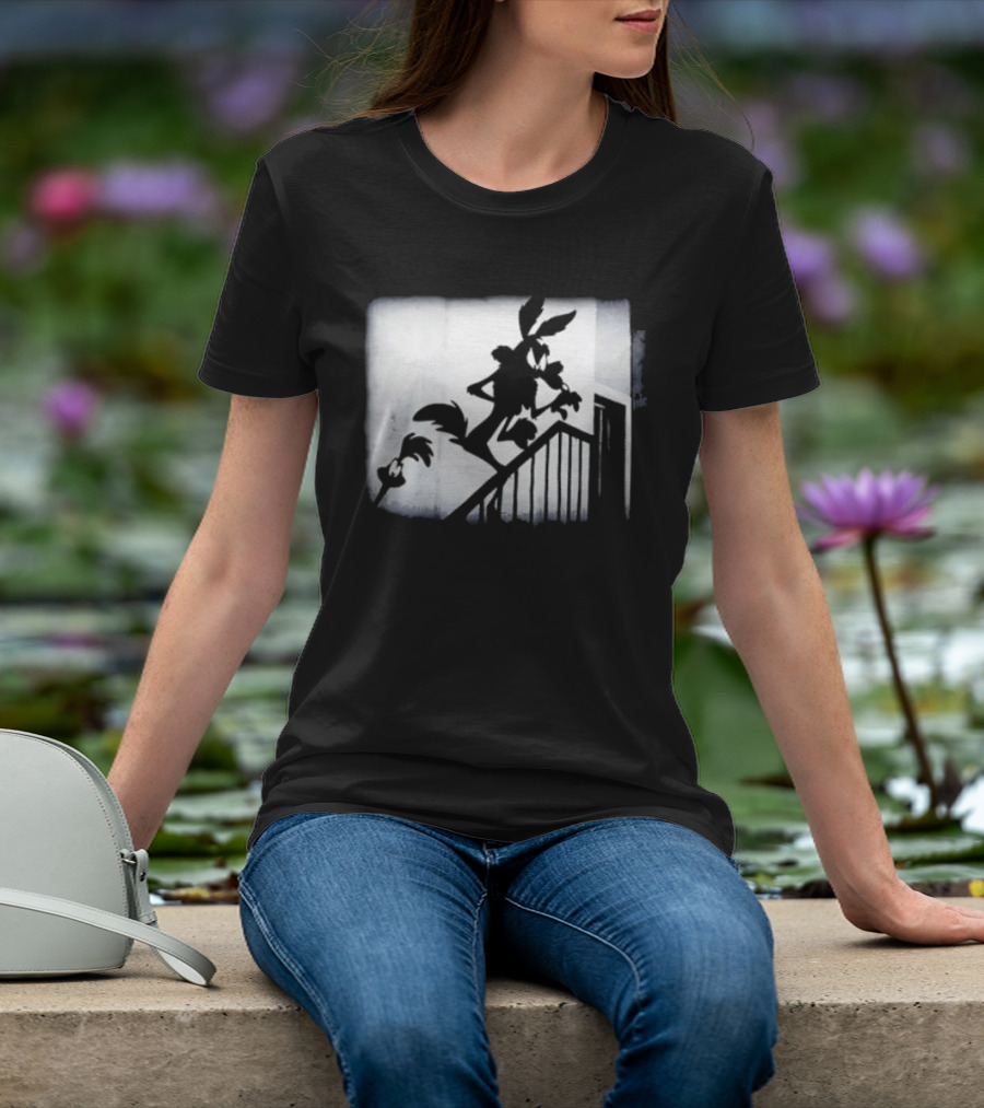 Wilesferatu Wile E. Coyote Road Runner Looney Tunes Silhouette Stairs T-Shirt