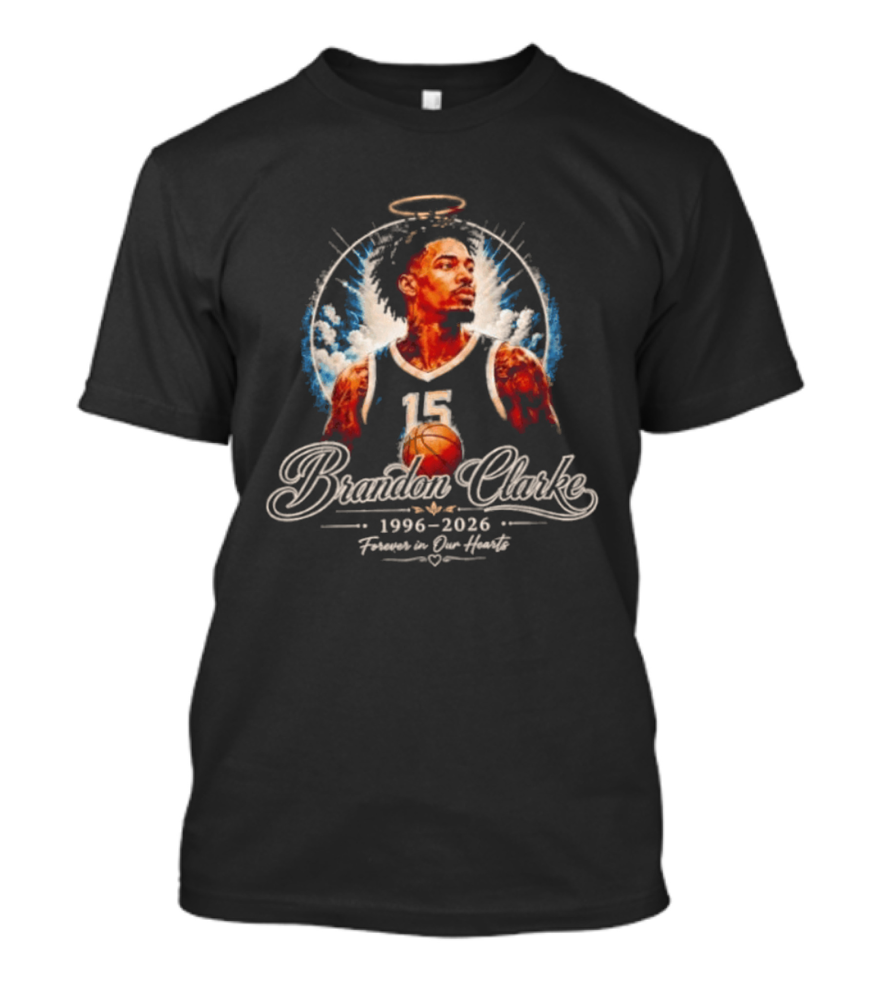 Brandon Clarke 1996 2026 Forever In Our Hearts Memphis Grizzlies Number 15 Halo T-Shirt