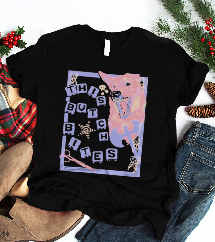 This Butch Bites Dog Retro Vibe Scissors And Blocks T-Shirt