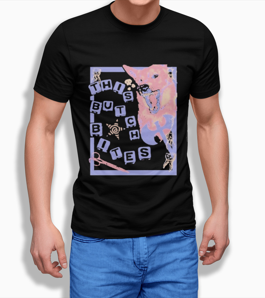 This Butch Bites Dog Retro Vibe Scissors And Blocks T-Shirt