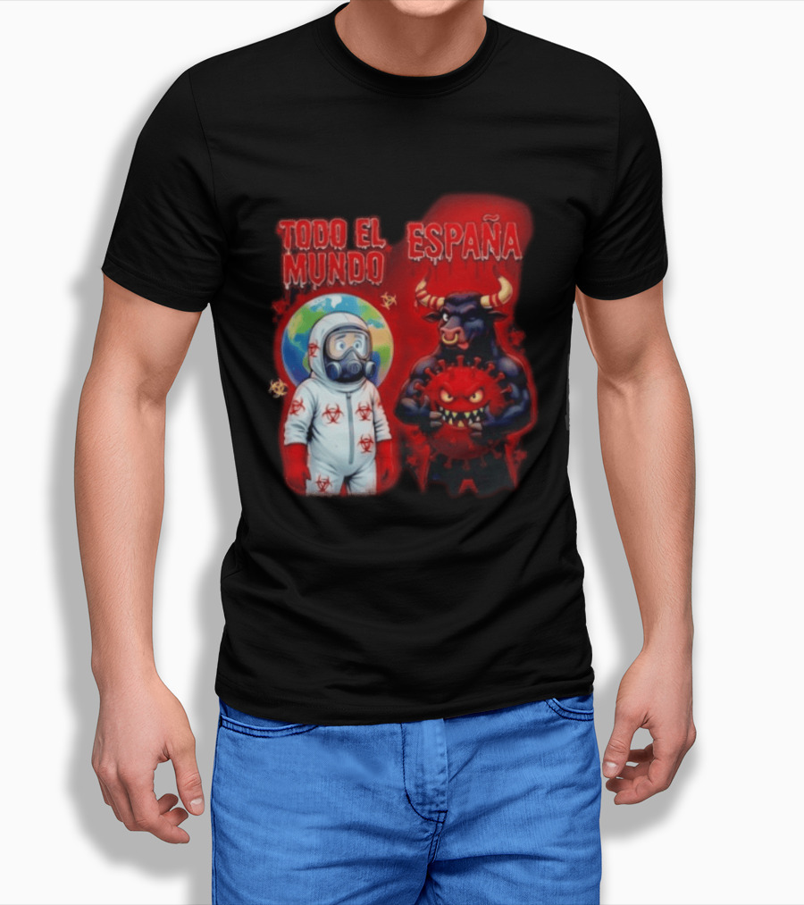 Todo El Mundo España Hantavirus 2026 Hazmat Bull And Virus T-Shirt