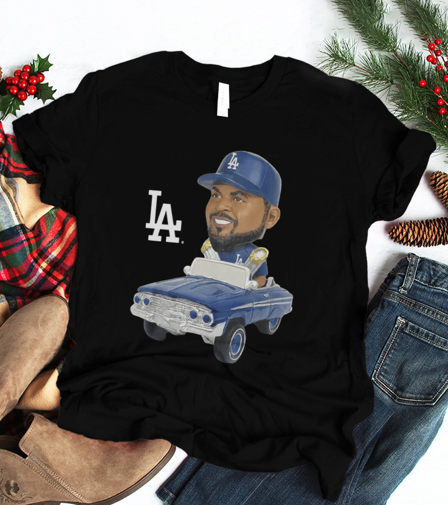 LA Dodgers Ice Cube Bobblehead Classic Cap Low Rider T-Shirt