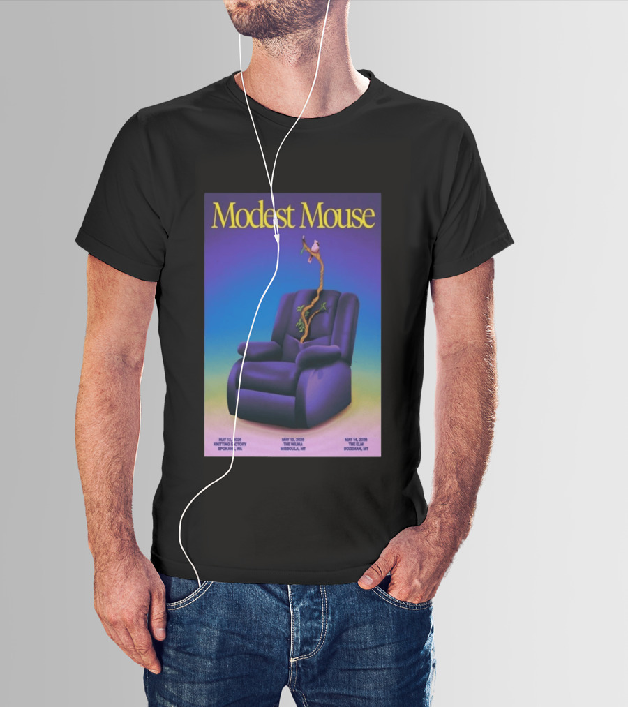 Modest Mouse Tour May 2026 Recliner And Tree Bozeman MT The Elm T-Shirt