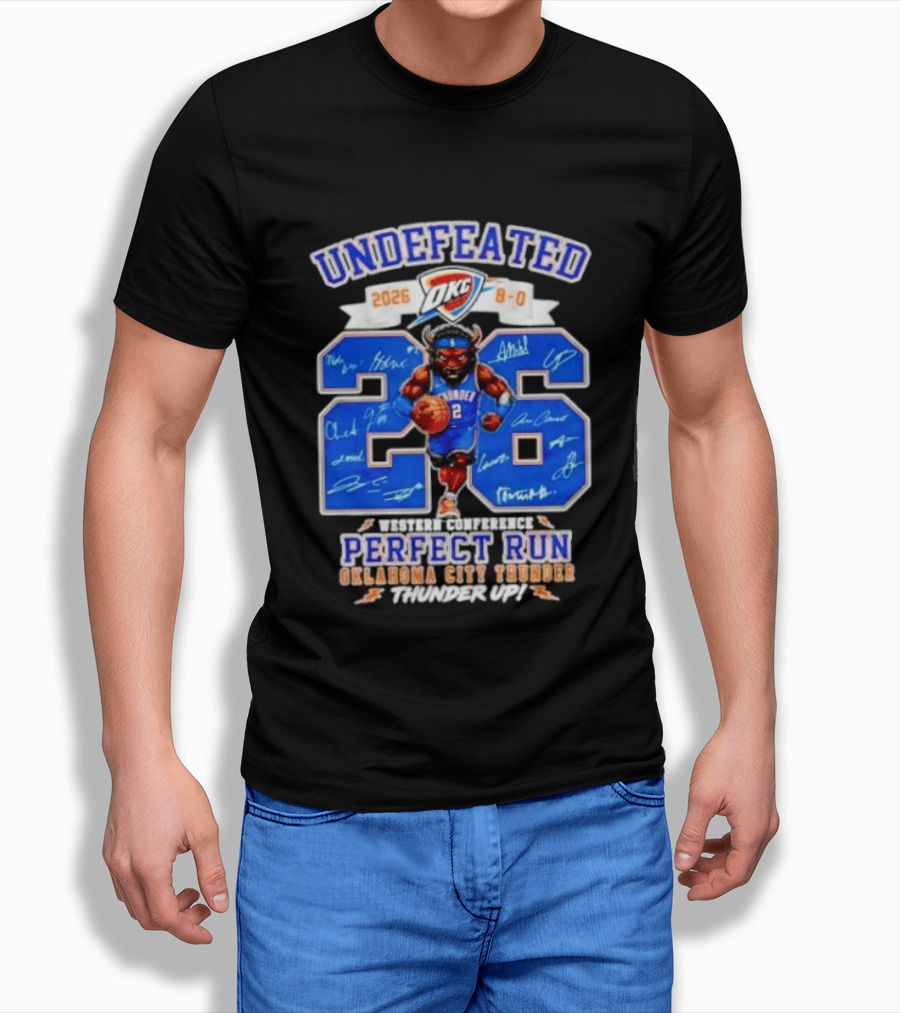 OKC Thunder 2026 Undefeated Perfect Run Thunder Up T-Shirt
