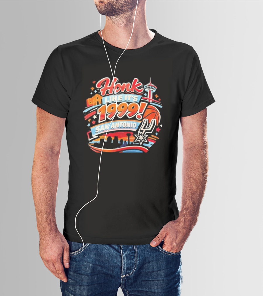 San Antonio Honk Like It's 1999 Basketball Arena Tower Fiesta T-Shirt