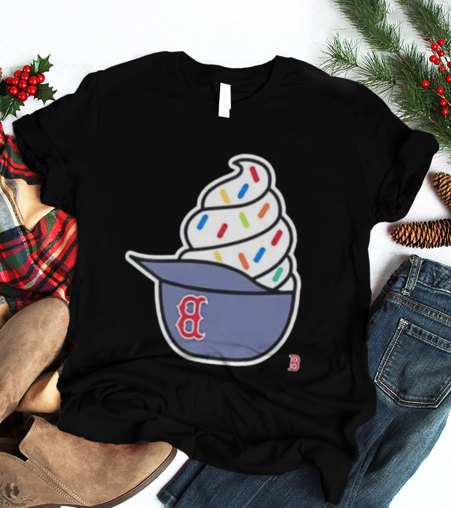 Boston Red Sox Ice Cream Helmet With Sprinkles Baseball Fans T-Shirt