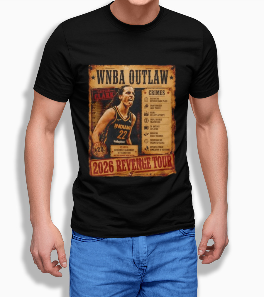 WNBA Outlaw Caitlin Clark Indiana 2026 Revenge Tour T-Shirt