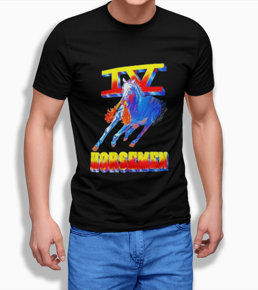 Four Horsemen WWE 90s IV Fiery Horse Retro Wrestling T-Shirt
