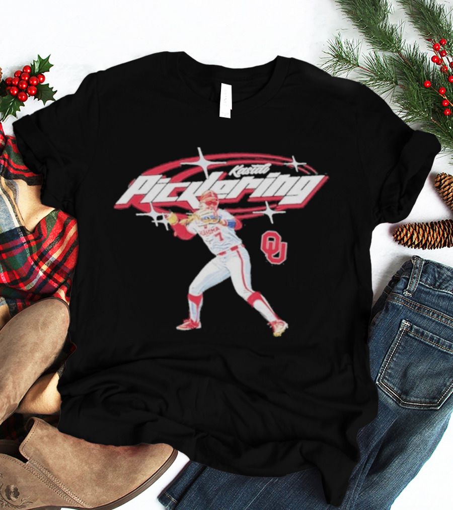 Kasidi Pickering Oklahoma Softball Player Action Sparkle OU T-Shirt
