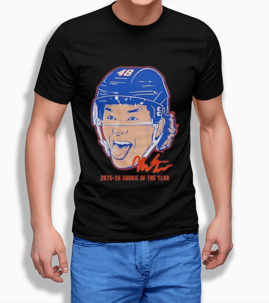 Matthew Schaefer Islanders ROTY 2025 26 Swag Helmet 48 Signature T-Shirt