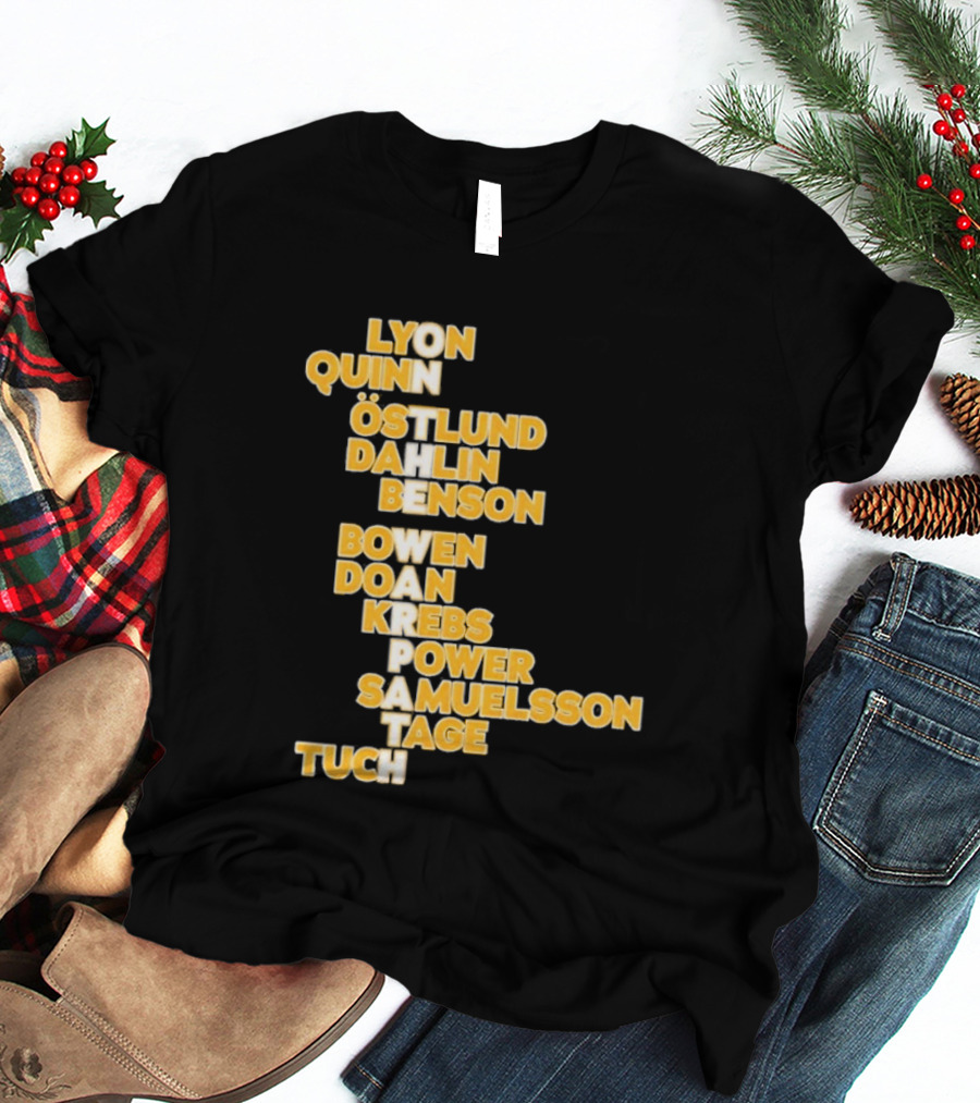 Lyon Quinn Östlund Dahlin Benson Bowen Doan Krebs Power Samuelsson Tage Tuch Buffalo Sabres 2026 T-Shirt