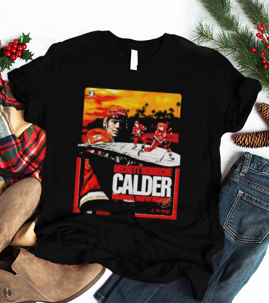 Beckett Sennecke Calder Memorial Trophy Finalist Hockey Player Action Scene T-Shirt