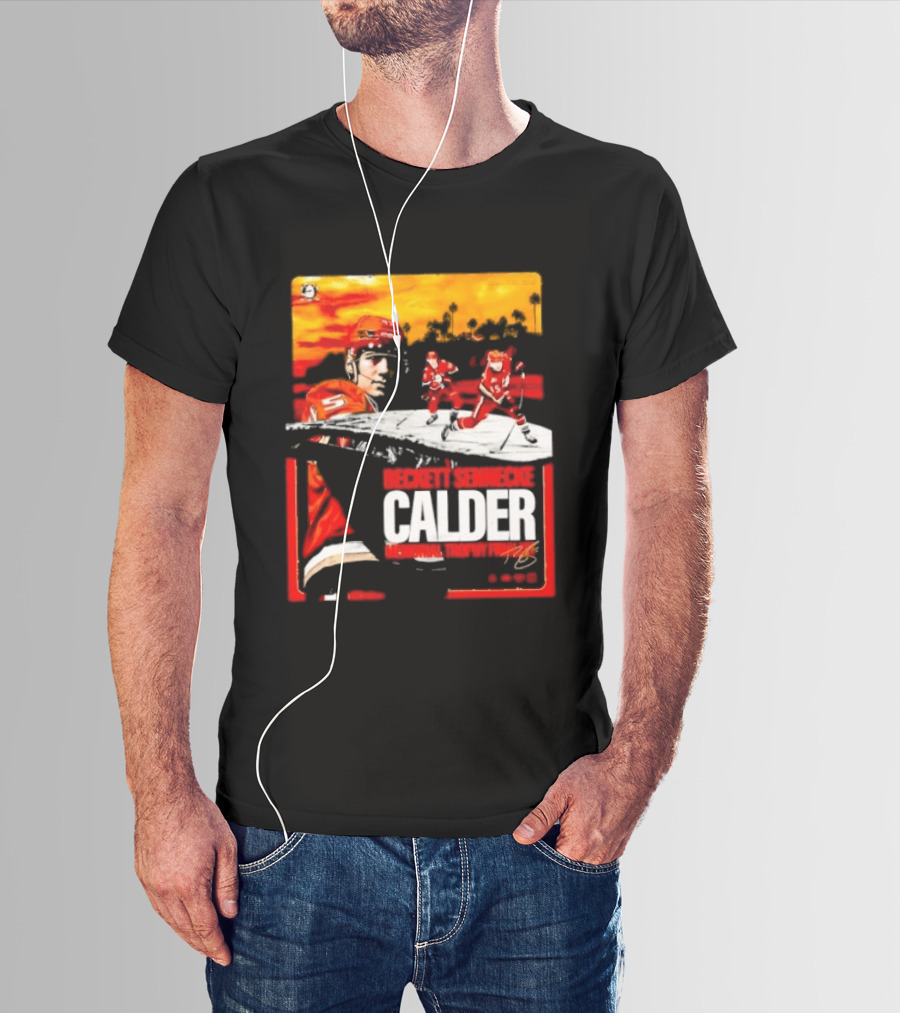Beckett Sennecke Calder Memorial Trophy Finalist Hockey Player Action Scene T-Shirt