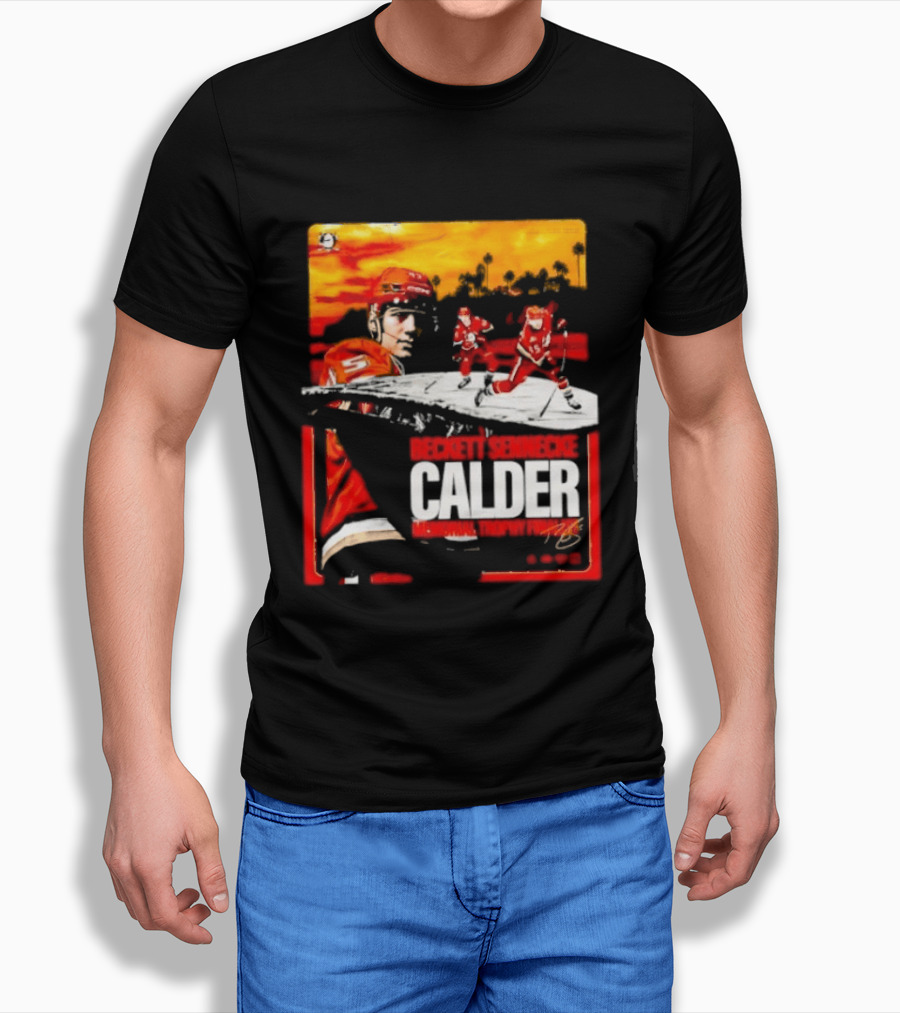 Beckett Sennecke Calder Memorial Trophy Finalist Hockey Player Action Scene T-Shirt