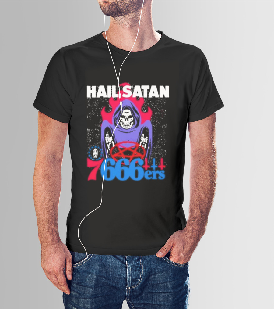 Hail Satan 76ers 666 Flame Creature T-Shirt