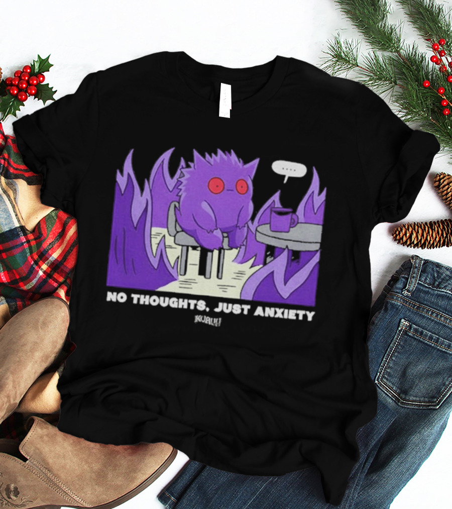 Pokemon Gengar No Thoughts Just Anxiety Purple Flame T-Shirt