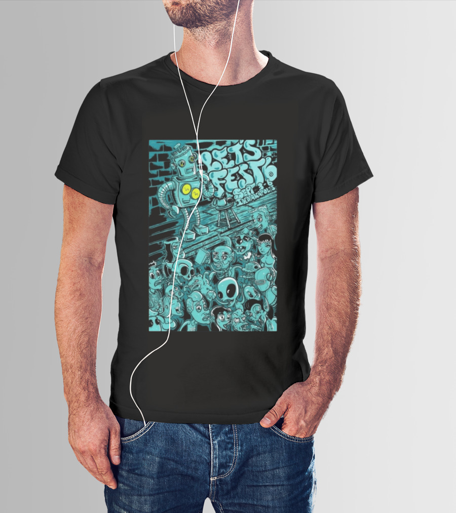 LET'S FEST 6 SEP 9 6 2026 Indianapolis Robot And Alien Crowd T-Shirt