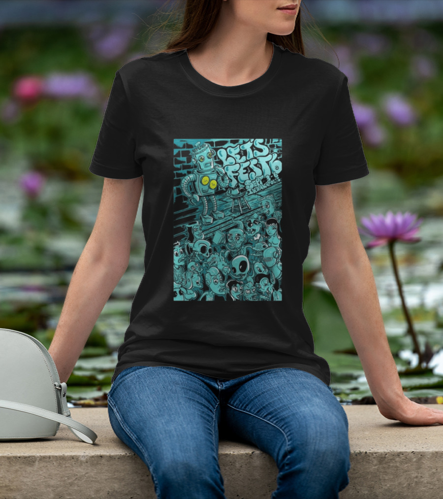 LET'S FEST 6 SEP 9 6 2026 Indianapolis Robot And Alien Crowd T-Shirt