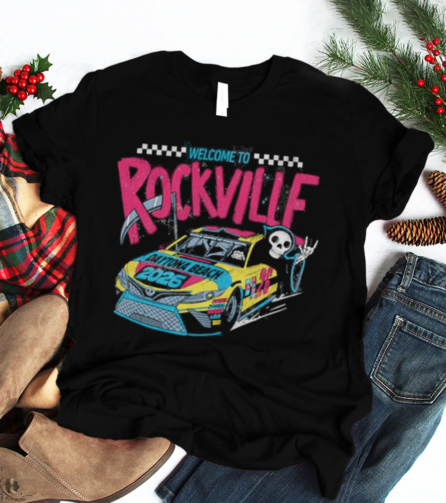 Welcome To Rockville 2026 Daytona Beach Florida Racing Car Devil Horn T-Shirt