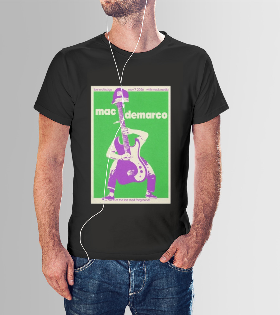 Mac Demarco Live In Chicago May 7 2026 At The Salt Shed Fairgrounds With Mock Media T-Shirt