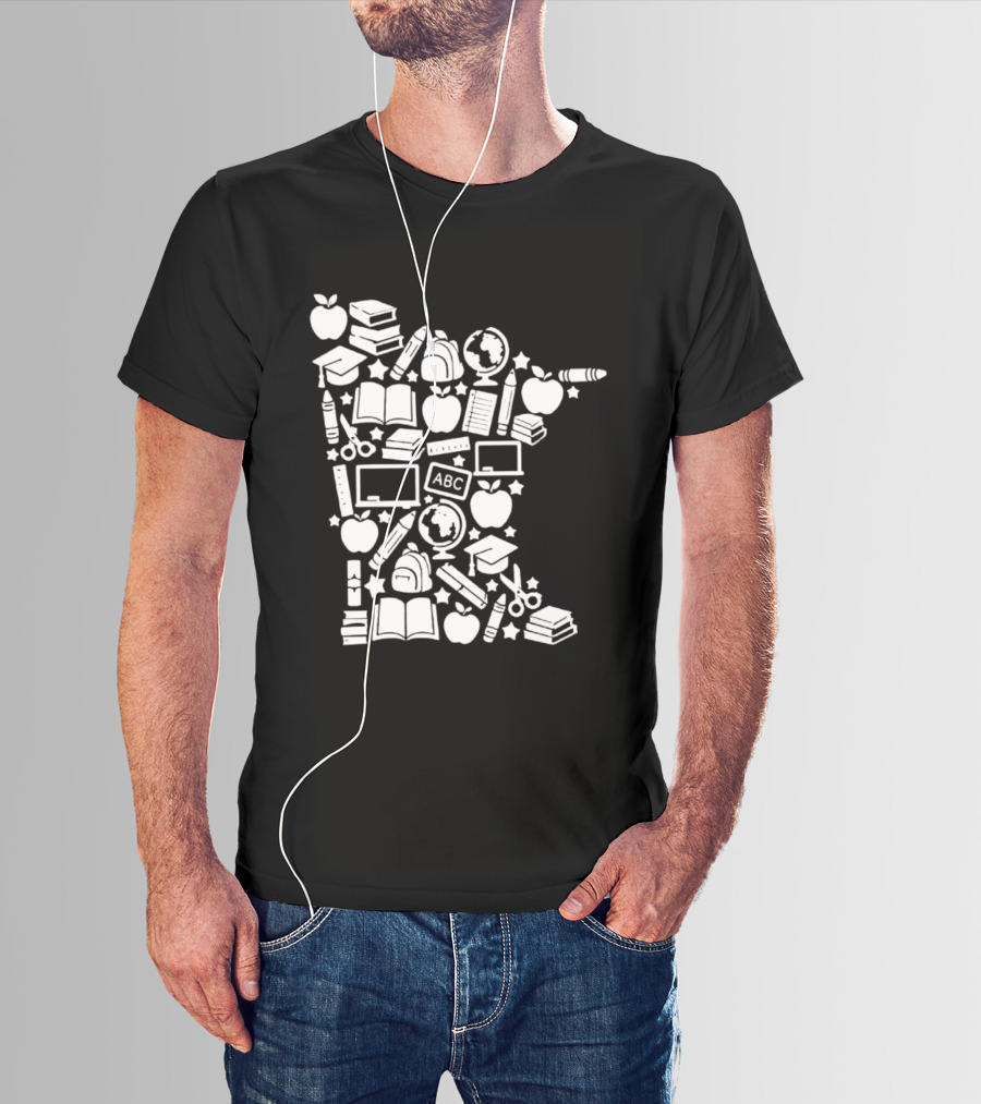 Minnesota Teacher Back To School ABC Books Apples Education State Map T-Shirt