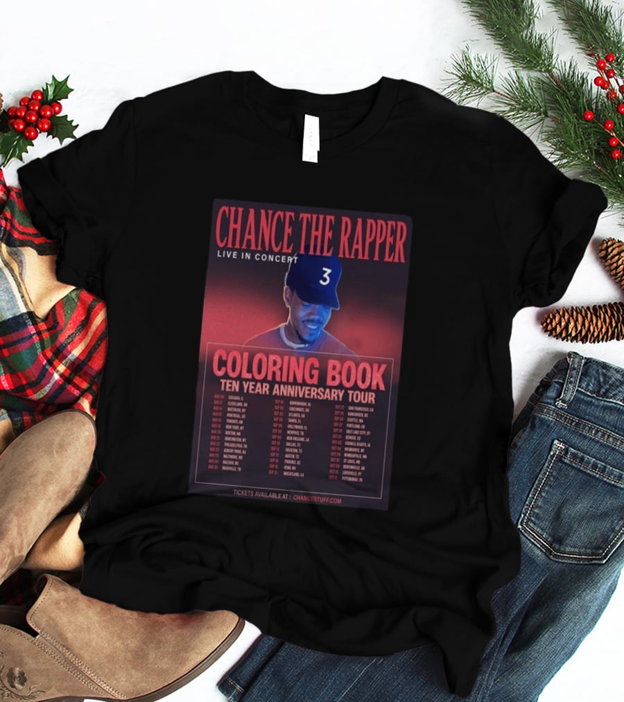 Chance The Rapper Live In Concert Coloring Book Ten Year Anniversary Tour 2026 T-Shirt