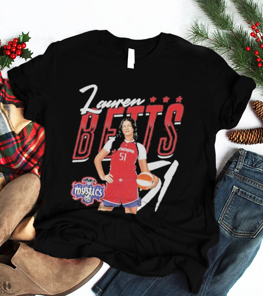 Lauren Betts 51 Washington Mystics WNBA Player T-Shirt
