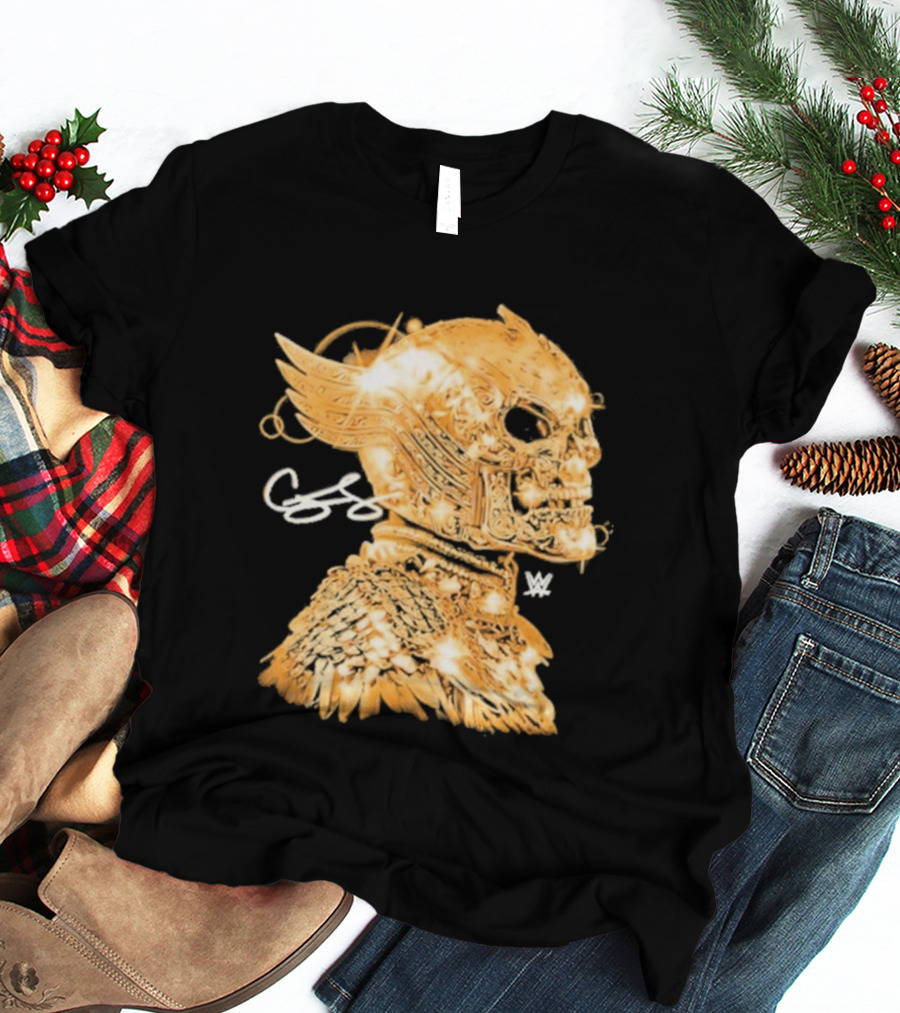 Cody Rhodes Gold Skull Mask Winged WW T-Shirt