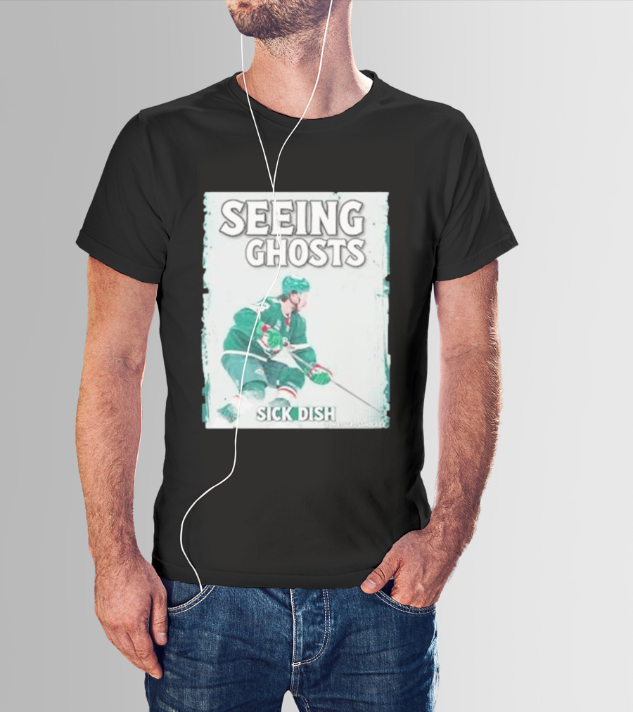 Seeing Ghosts Quinn Hughes Sick Dish Hockey T-Shirt