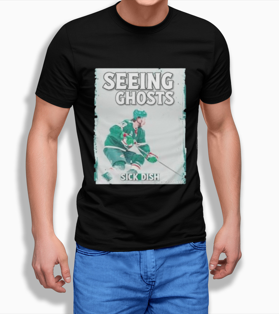 Seeing Ghosts Quinn Hughes Sick Dish Hockey T-Shirt