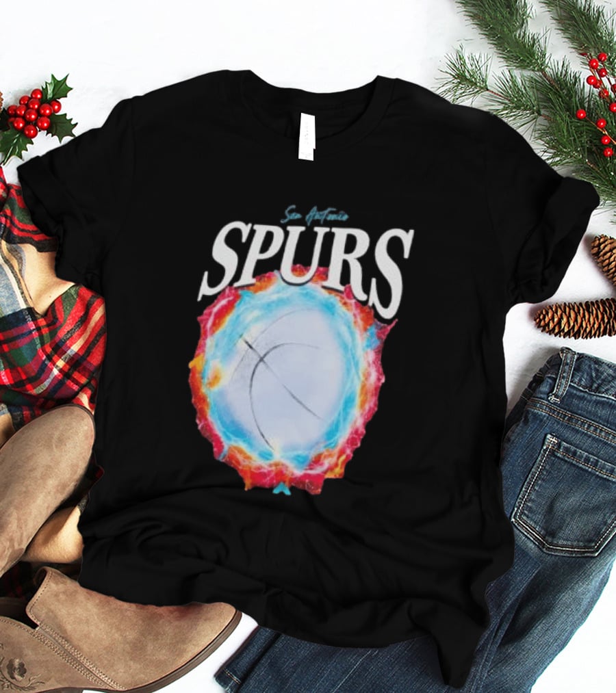 San Antonio Spurs Basketball Fire Ice Burst T-Shirt