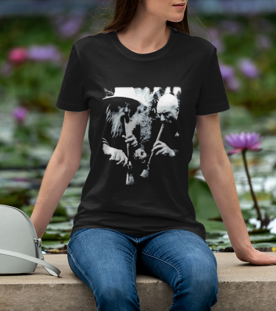 Wizard And Space Captain Smoking Cosmic Meme Scene T-Shirt
