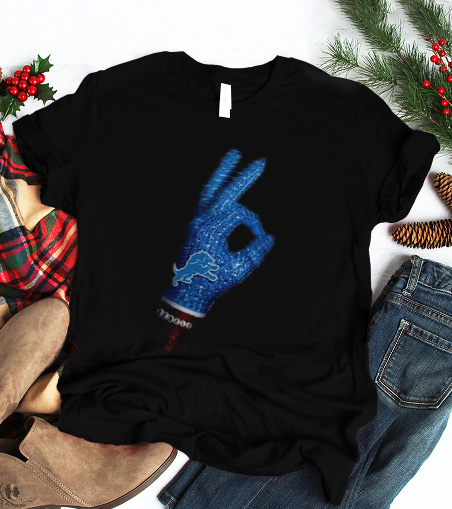 Drake Iceman Detroit Lions Glove Gesture Iconic Team Glove With Beaded Wristband T-Shirt