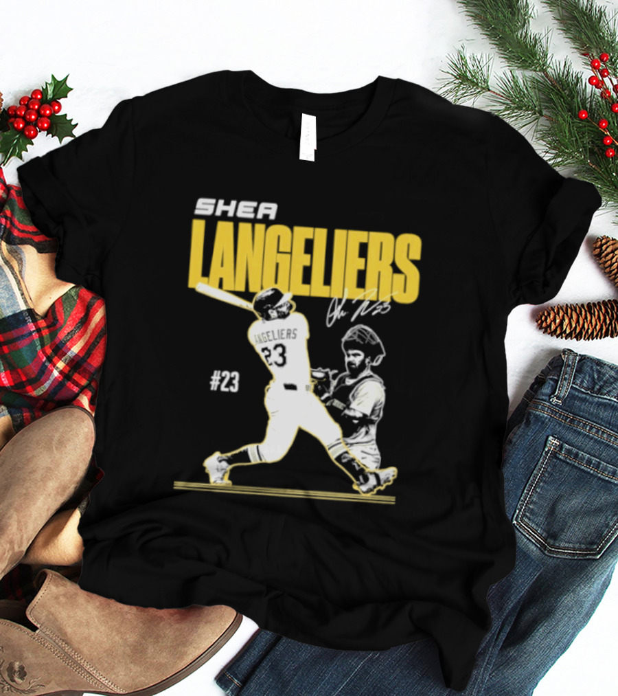 Shea Langeliers 23 Athletics Baseball Slugger Swing Signature T-Shirt