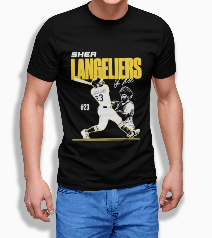 Shea Langeliers 23 Athletics Baseball Slugger Swing Signature T-Shirt