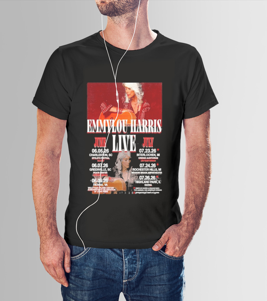 Emmylou Harris Live World Tour June July 2026 Dates And Locations T-Shirt